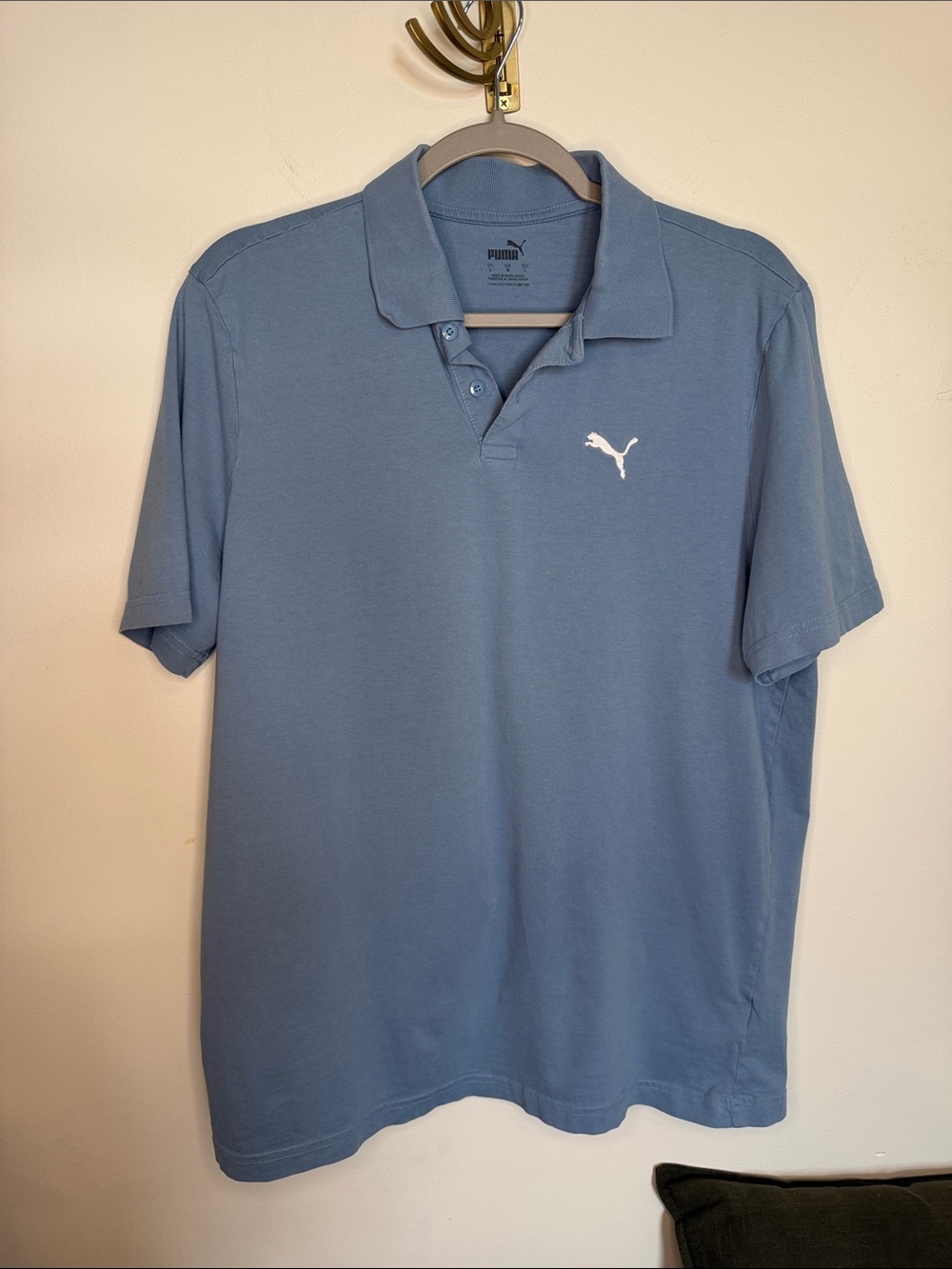 Puma Light Blue Short Sleeve Polo with White Logo